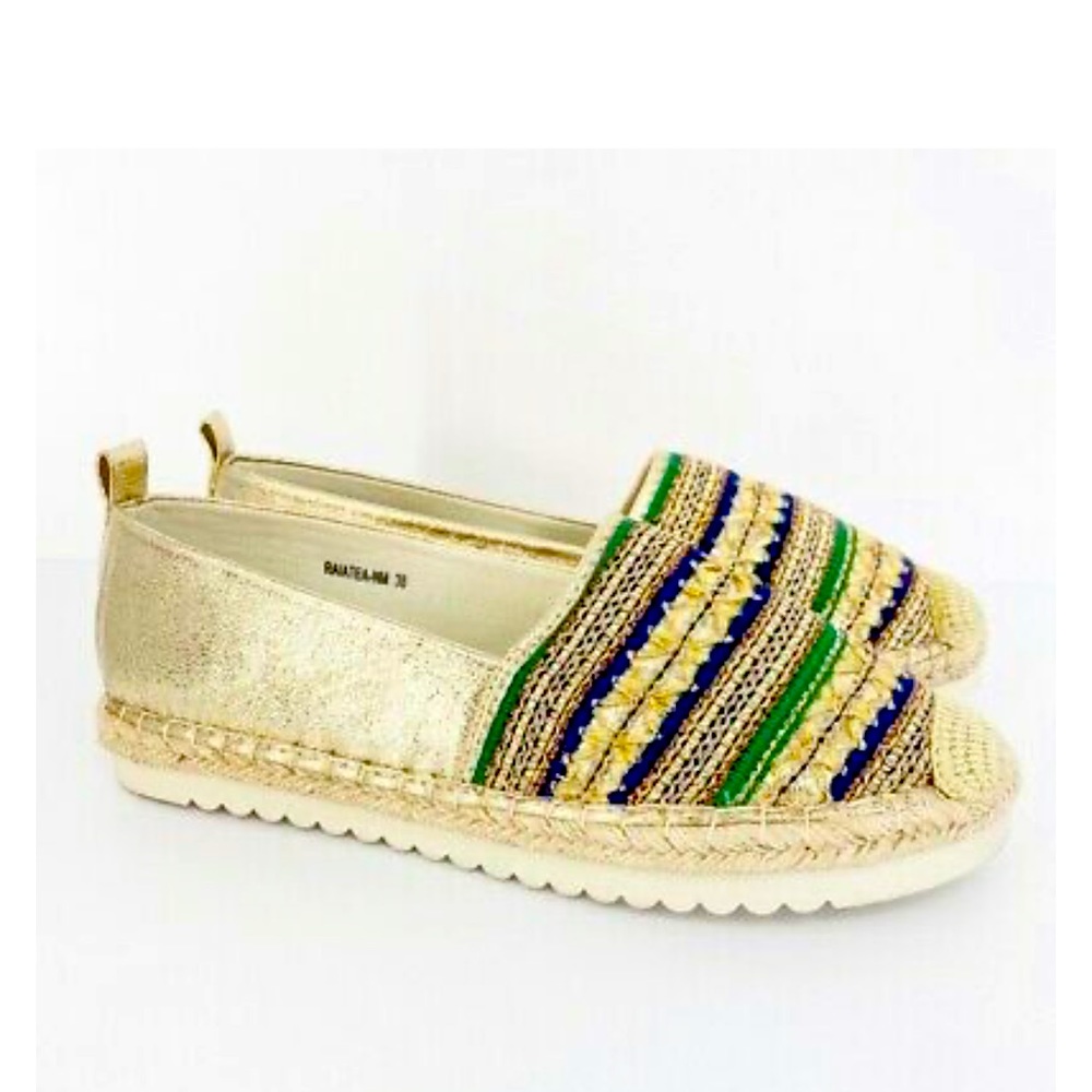 Patrizia Pepe Womens Tan Aglean Sequin Slip On Espadrille Loafers Size 7.5